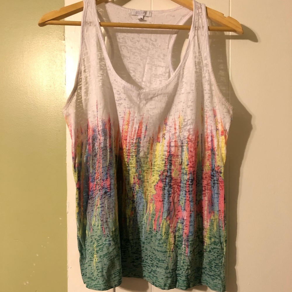 3/$15! dELiA*s Tie-Dye Burnout Racerback Tank XL